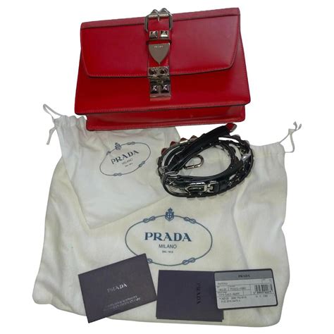 Elektra leather handbag Prada Red in Leather 